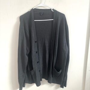 J.crew Mens cardigan sweater Grey merino wool-blend XL preppy old money office